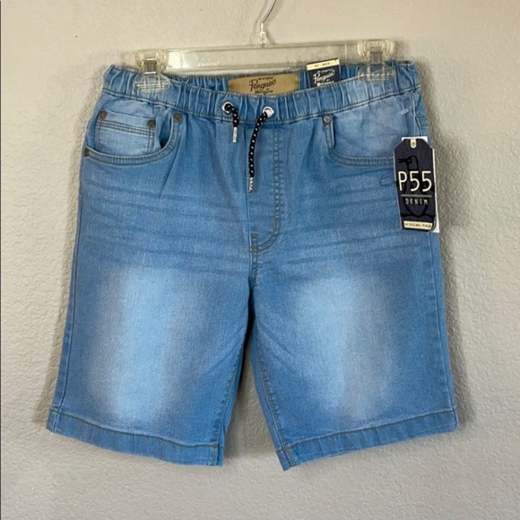 Original PENGUIN P55 slim denim blue light shorts boy's waistband size 14 - Picture 1 of 6